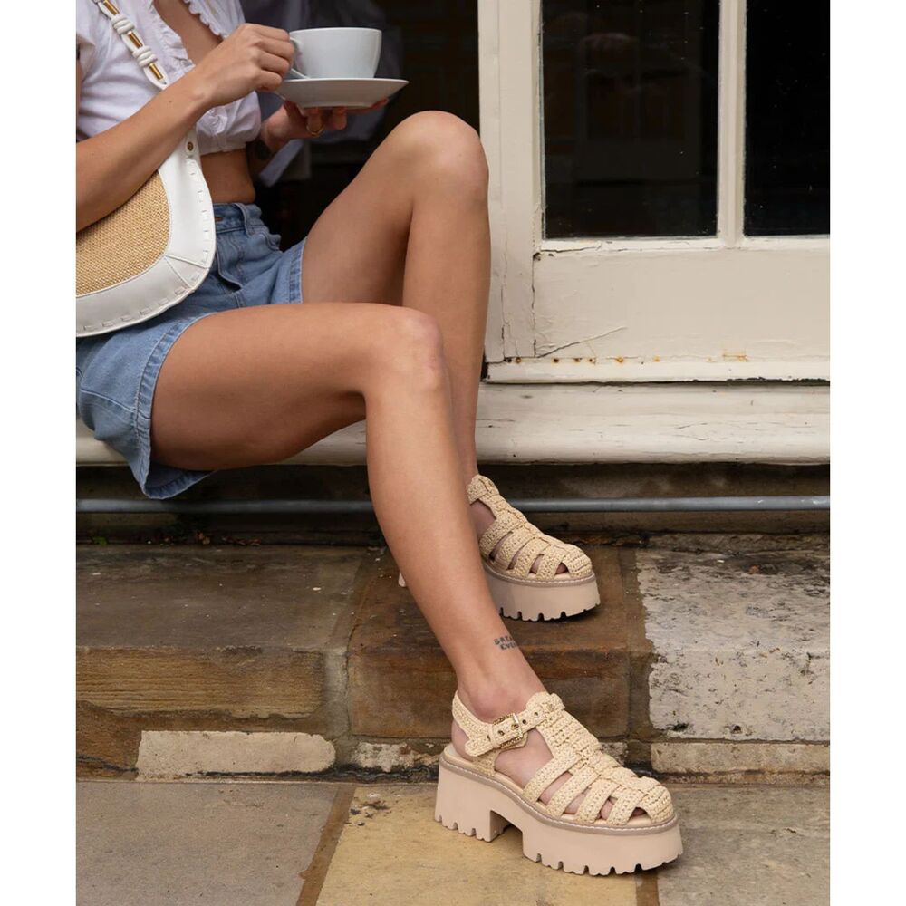 Dolce Vita Lasly Raffia Fisherman Sandals in Natural Knit Women's Size 9 - Picture 3 of 13